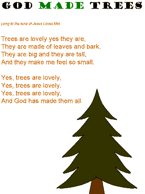 God Made the Trees printable song templates for kids