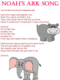 Noah's Ark printable song templates for kids