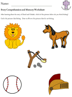 David and Goliath Story Comprehension and Memory worksheets