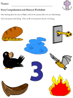 Elijah Prays Story comprehension and memory worksheets