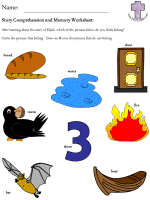 Elijah Prays Story comprehension and memory worksheets