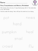 Jesus Heals Leprosy Story comprehension and Memory worksheet