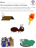 Story comprehension and Memory worksheet