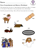 Story comprehension and Memory worksheet