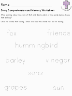 Ruth and Naomi Sentence Sequencing worksheets