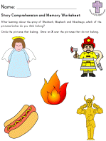 Shadrach Meshach and Abednego Comprehension & Memory worksheets