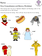 Shadrach Meshach and Abednego Comprehension & Memory worksheet
