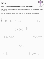 Story Comprehension worksheets
