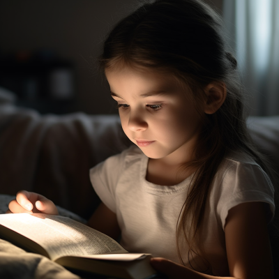 child reading bible stories